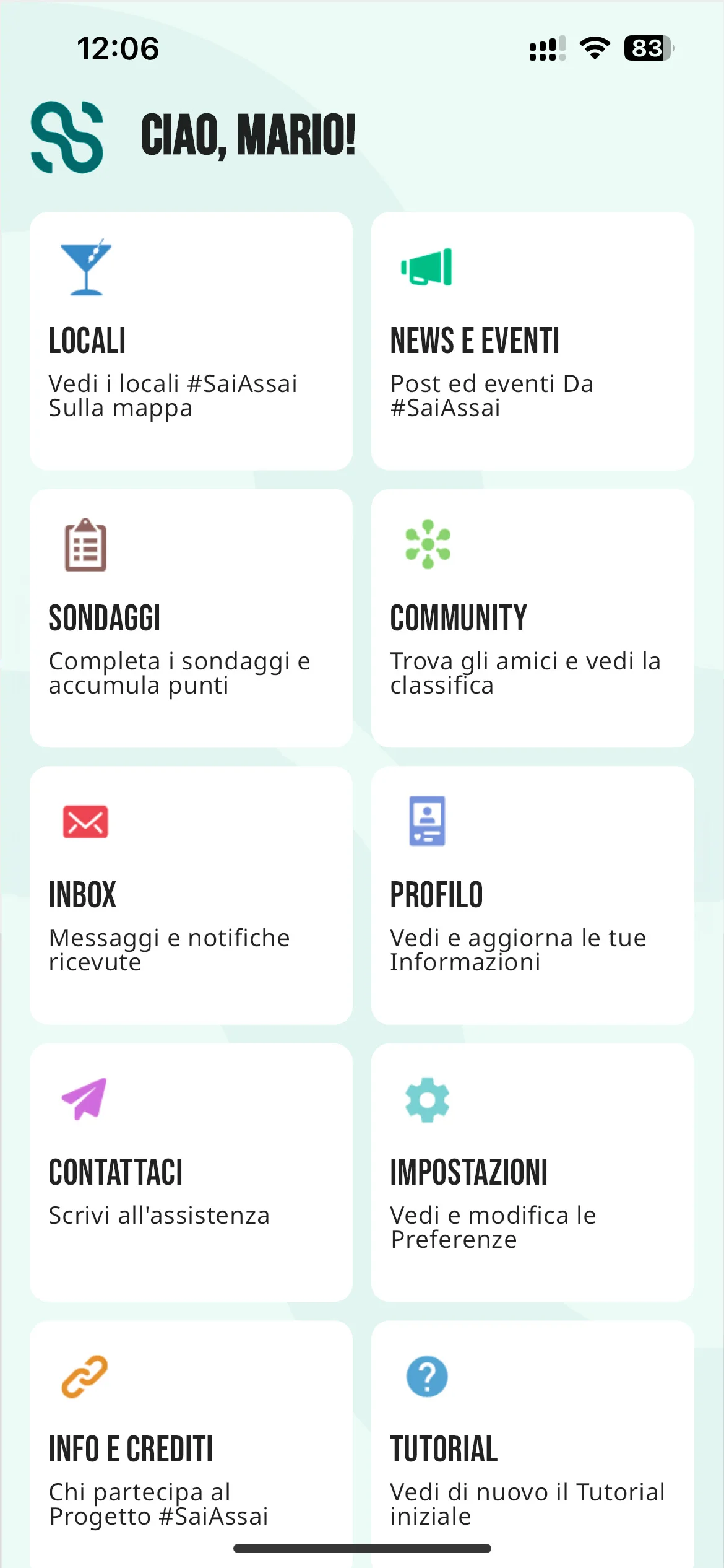#Saiassai, versione mobile: dashboard